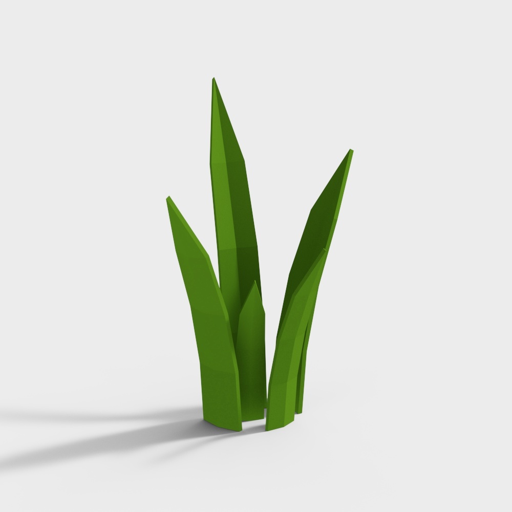 Low Poly Grass Leaf 3D Model – Textured Green Foliage
