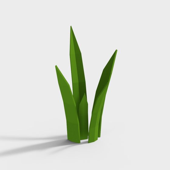 Low Poly Grass Leaf 3D Model