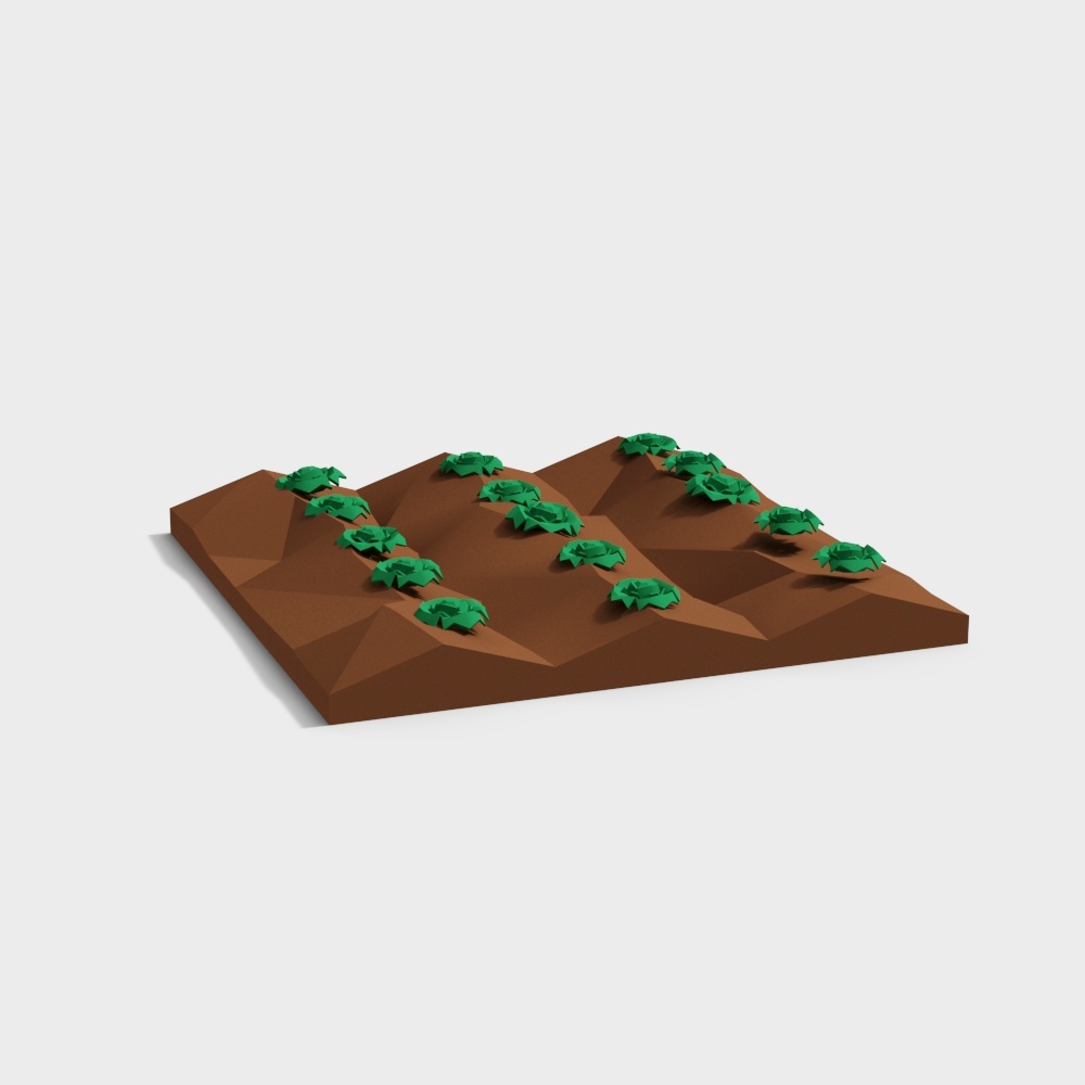 Hills and Greenery 3D Model – Low-Poly Nature Scene