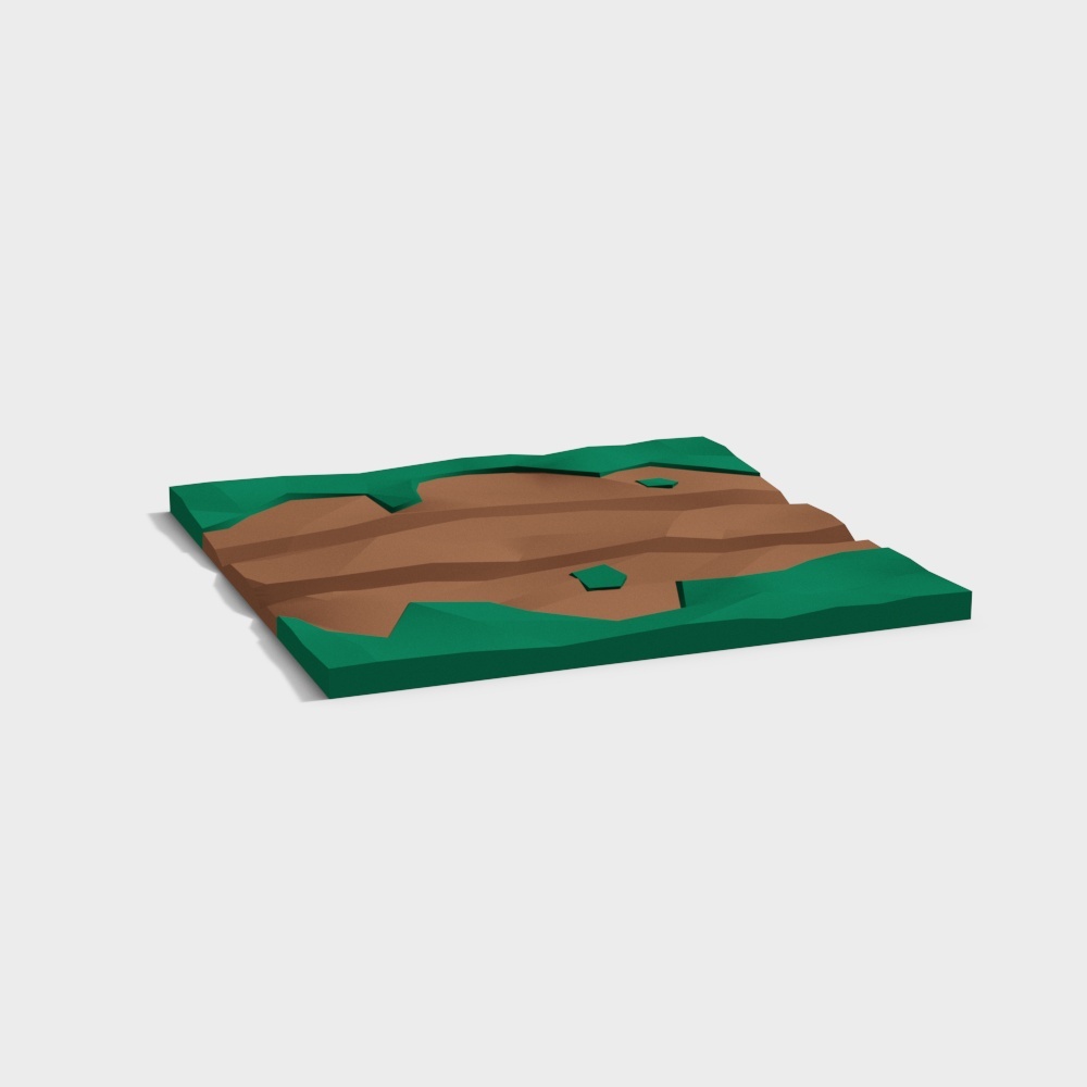 Hills & Grass 3D Model – Low-Poly Nature Terrain