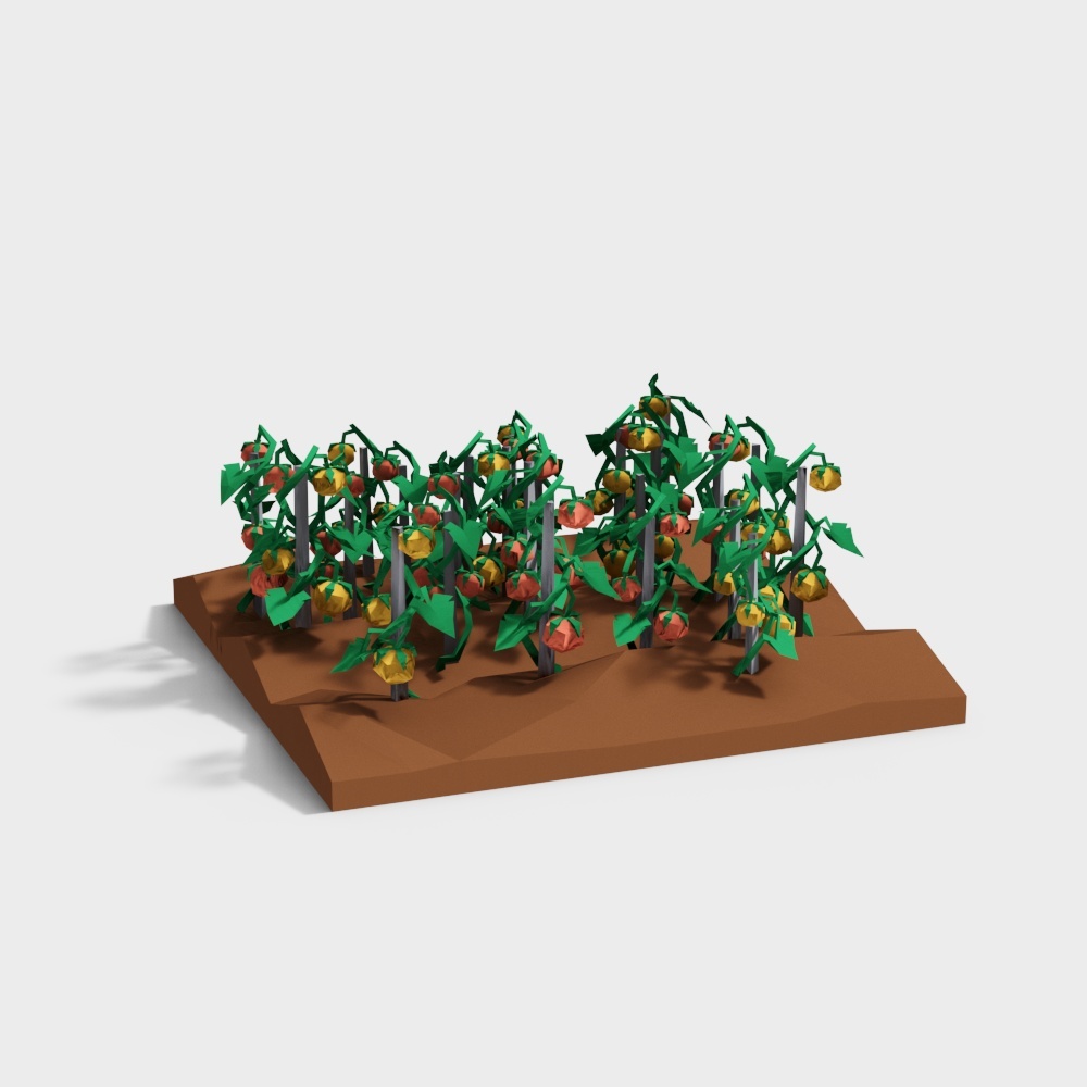 Vibrant Pumpkin Vine 3D Model – Low-Poly Autumn Scene