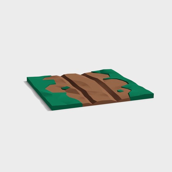 Low-Poly Natural Landscape Hill 3D model
