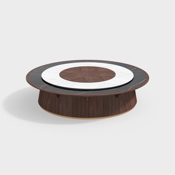 Low-Poly Marble and Wood Round Table 3D model