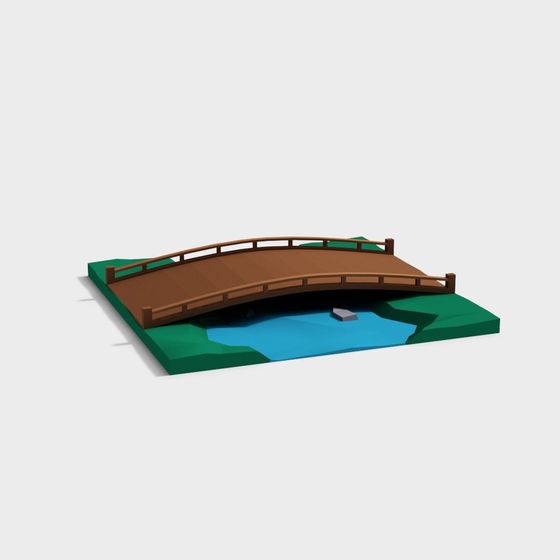 Low-Poly Wooden Bridge 3D model