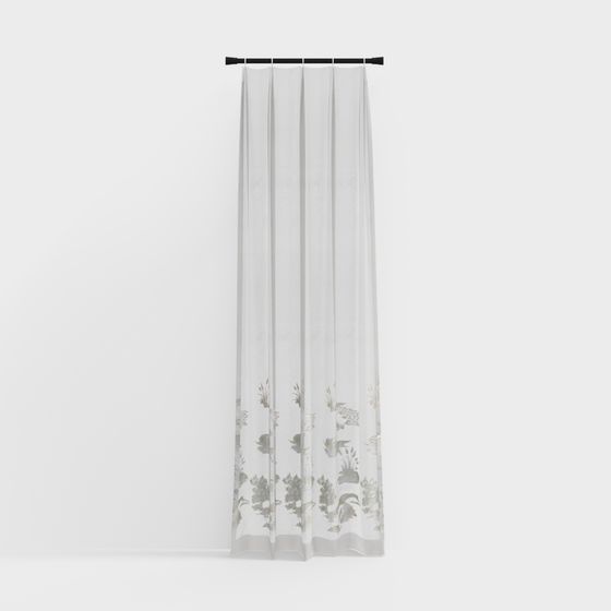 Elegant 3D Curtain Model with Low Poly Design