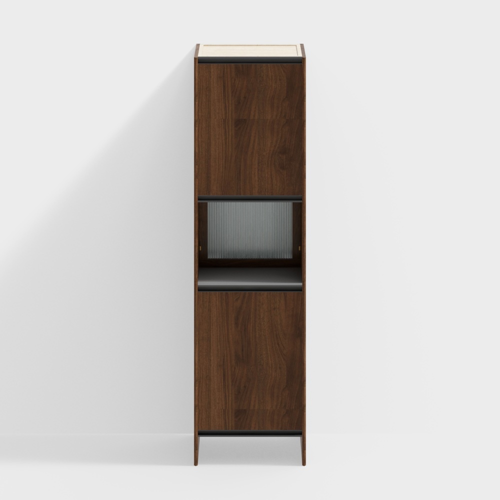 현관 캐비닛-캐비닛 A 창홍 유리-590mm-블랙 월넛