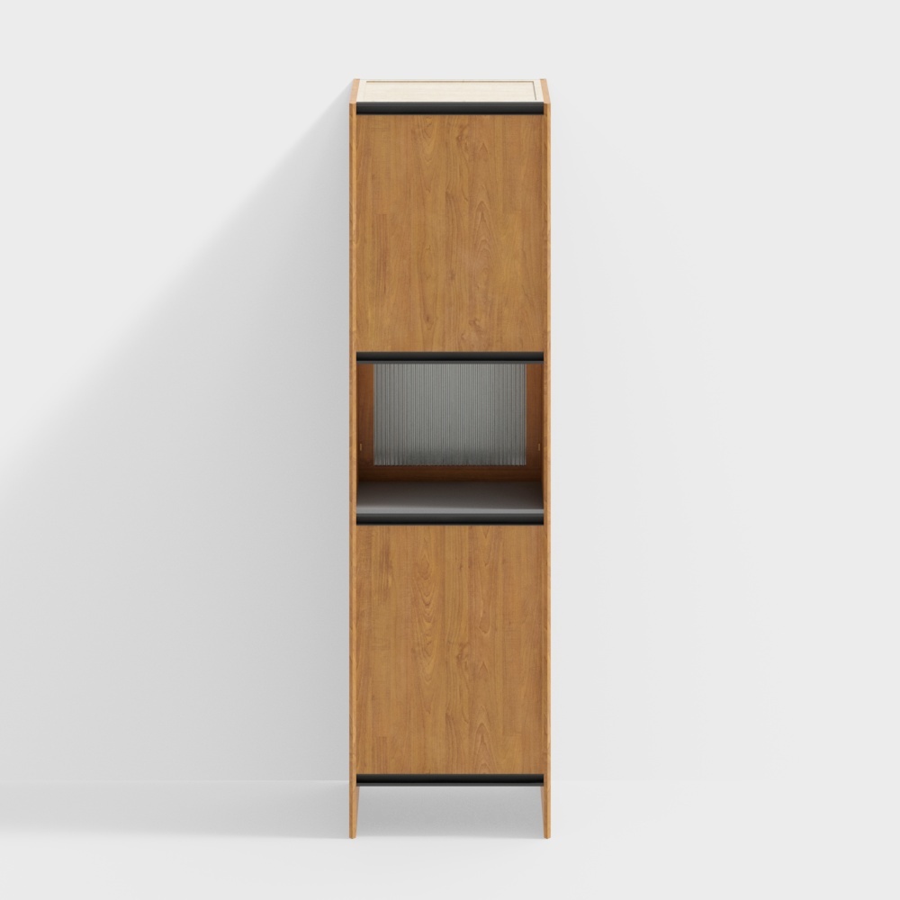 エントランスキャビネット-キャビネットA長虹ガラス-590mm-チェリー材