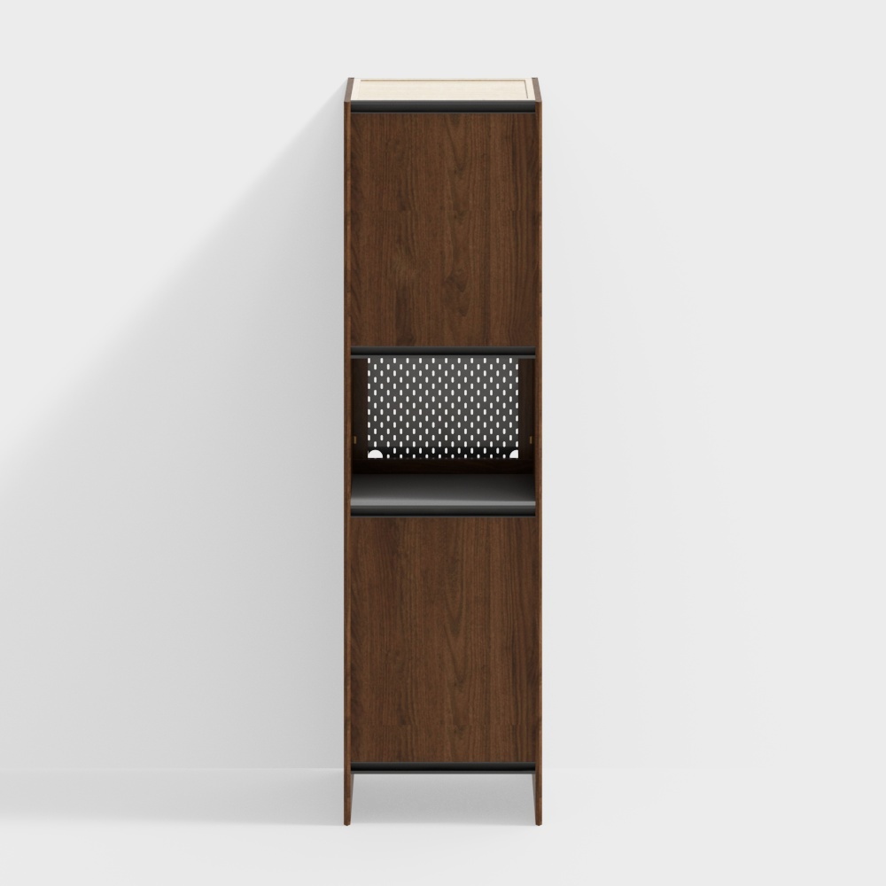 Mobili Van Home - Armadio d'ingresso caldo - Armadio in vetro bianco ultra - 590 mm - Noce