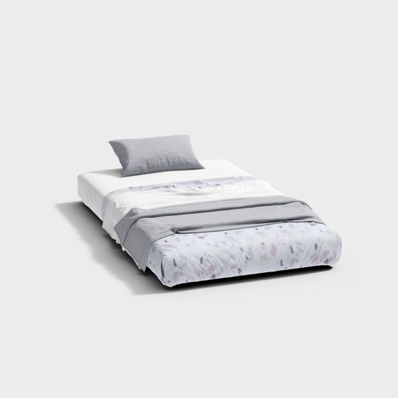 Low-Polygon Modern Bed 3D model