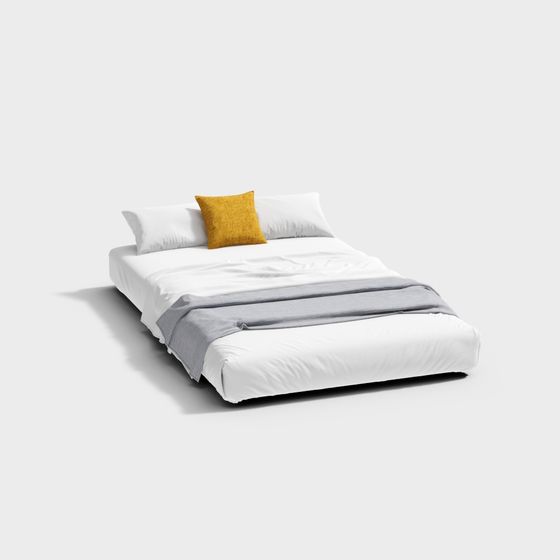 Elegant Low-Poly Bed 3D model for Modern Interiors