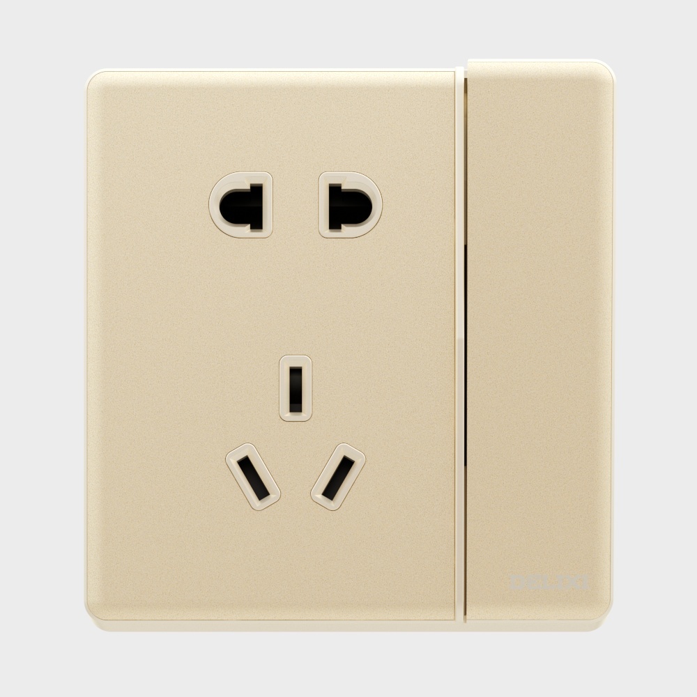 Switch socket single opening double + five holes (Shuguang gold) EW86K2ZS