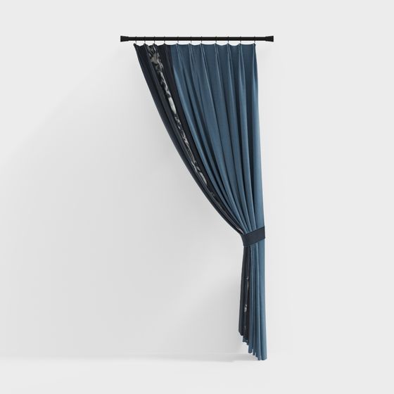 Elegant Low-Poly Curtain 3D model