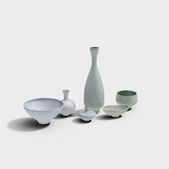 Elegant Ceramic Tableware Set 3D Model