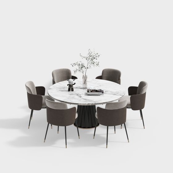 Elegant Round Table and Chair Set 3D model