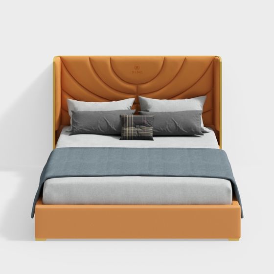 Elegant Curved Bed 3D model for Modern Interiors