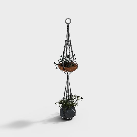 Hanging Planter Basket 3D model: A Perfect Blend of Nature and Industry