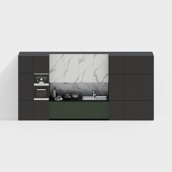 Modern Minimalist Kitchen 3D model Design