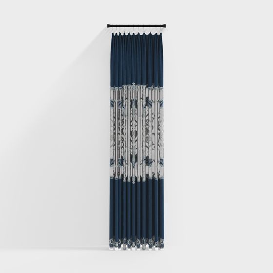Elegant Navy Curtain 3D model