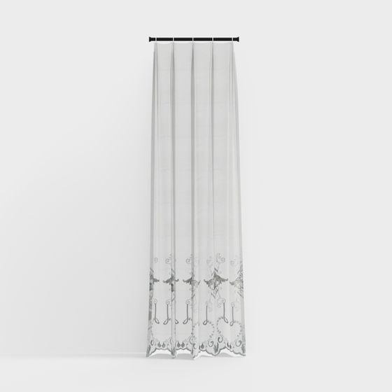 Low-Poly Sheer Curtain 3D model