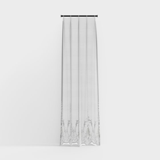 Elegant Low-Poly Curtains 3D model