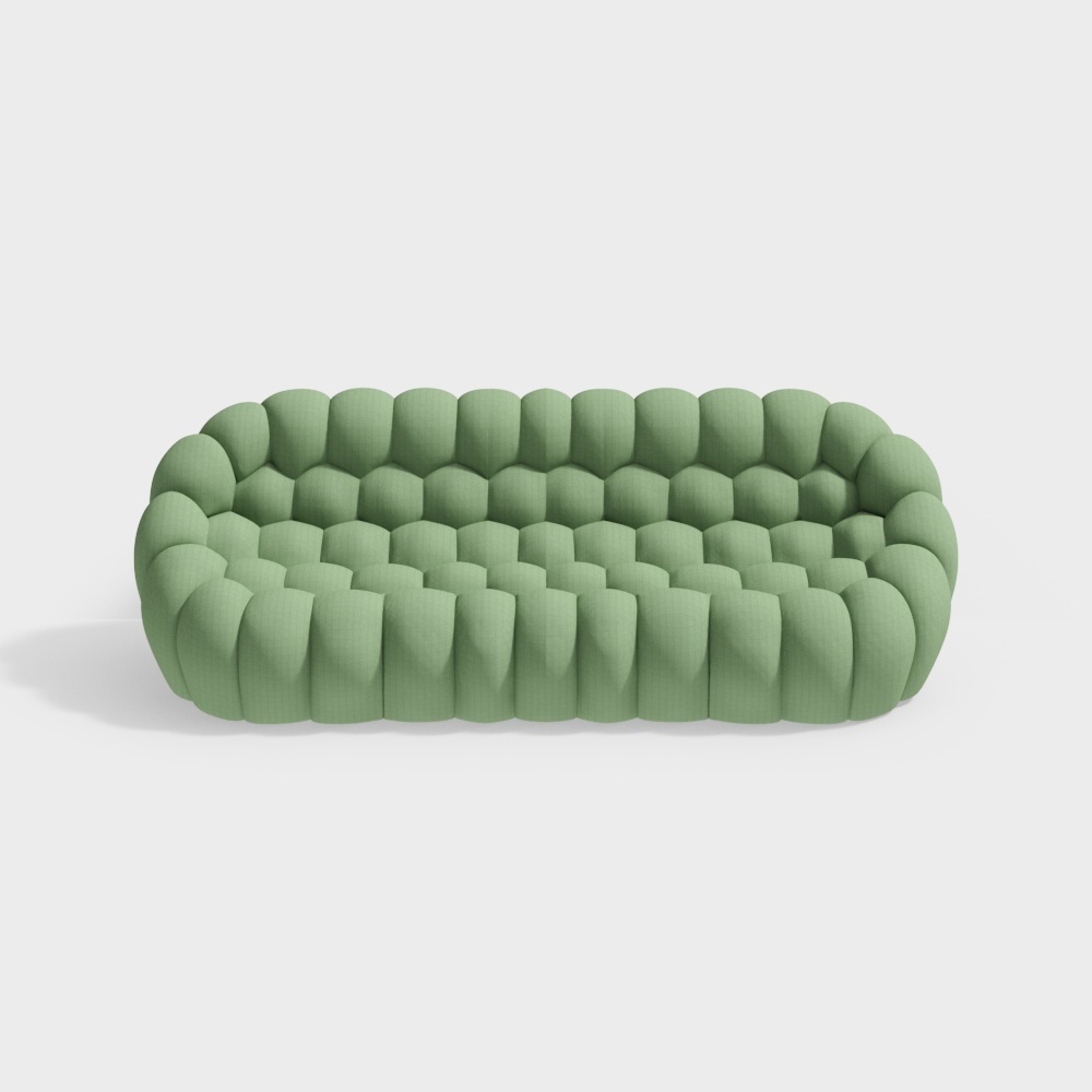 Bubble Sofa 3D Model – Low-Poly Light Green Design