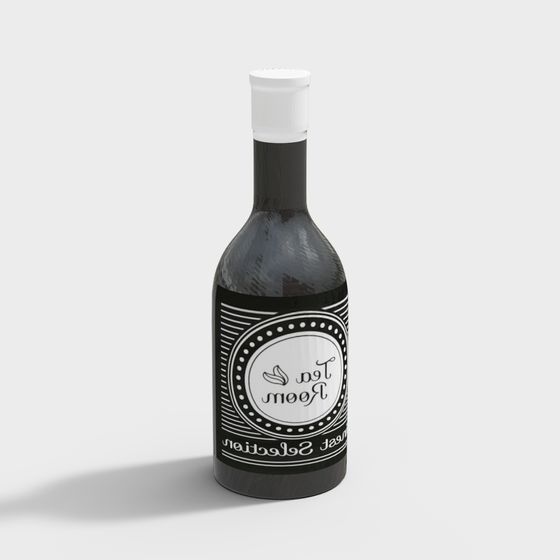 Tea Room 3D Model — Elegant Black Bottle