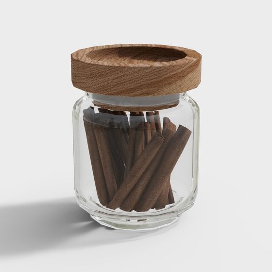 Elegant Cinnamon Stick Glass Jar 3D model