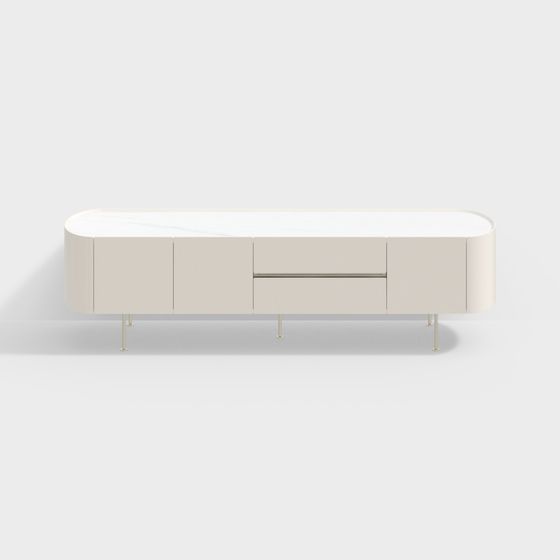 Elegant Oval Sideboard 3D model for Modern Interiors