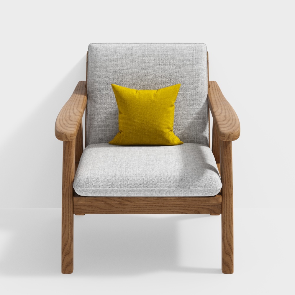 Cozy Lounge Chair 3D Model – Low-Poly Upholstered Design