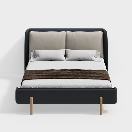 Elegant Low-Poly Bed 3D model for Modern Interiors