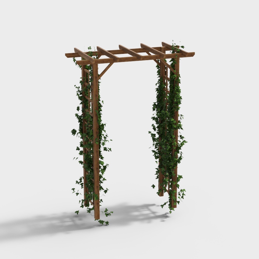 Modern pergola flower stand-walnut