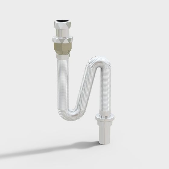 Sleek Stainless Steel U-Pipe 3D model