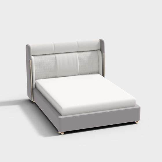 Stylish Low-Poly Bed 3D model for Contemporary Spaces