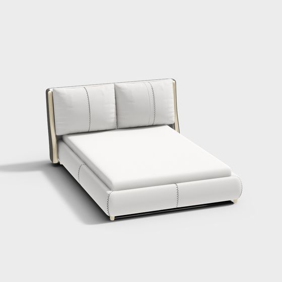 Stylish Minimalist Bed 3D model for Modern Spaces