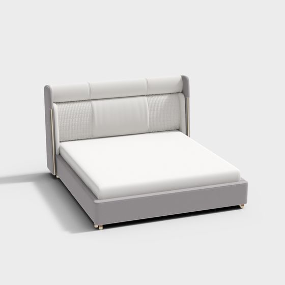 Stylish Minimalist Bed 3D model for Contemporary Spaces