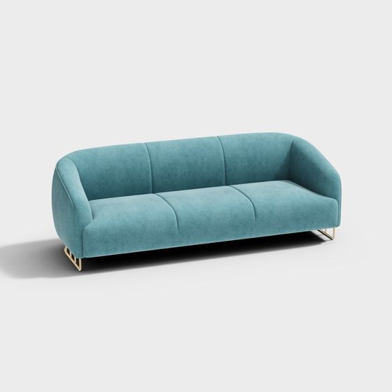 Chic Low-Poly Velvet Sofa 3D model for Contemporary Spaces