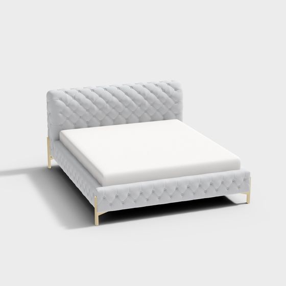 Stylish Low-Poly Bed 3D Model for Contemporary Interiors