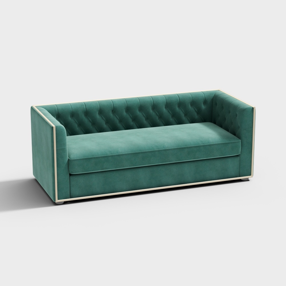 Velvet three-seat sofa-18054