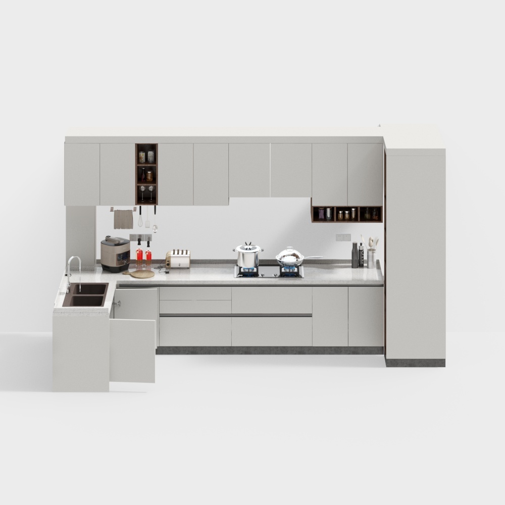 Cửa tủ trắng bếp hiện đại BD