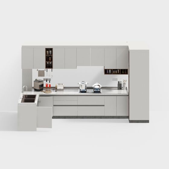 Cửa tủ trắng bếp hiện đại BD