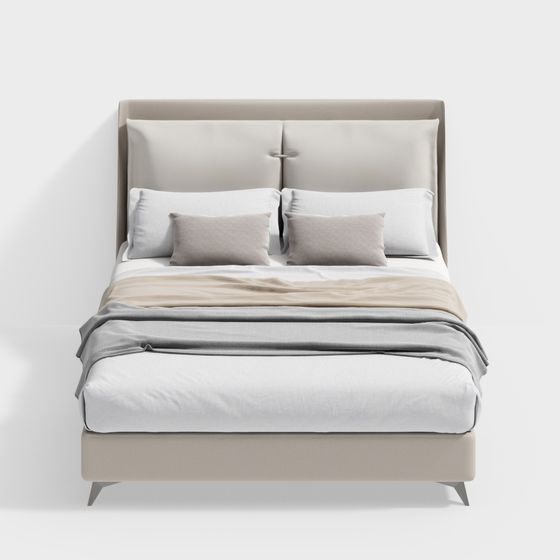 Chic Modern Bed 3D model for Contemporary Interiors