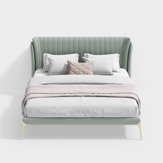 Chic Mint Bed 3D model for Modern Interiors