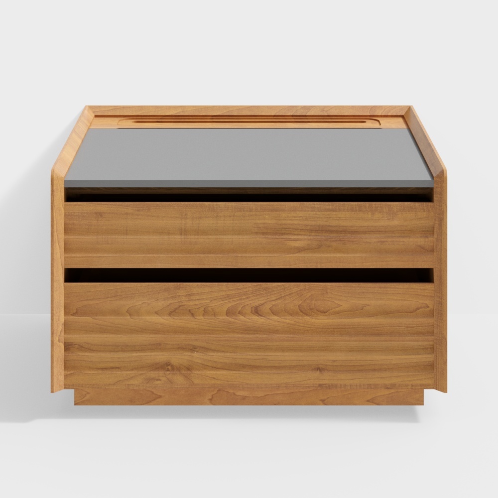 Sugar cube bedside table - 650 models - cherry wood