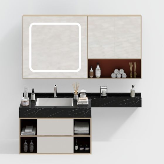 Chic Bathroom Cabinet 3D model for Contemporary Spaces