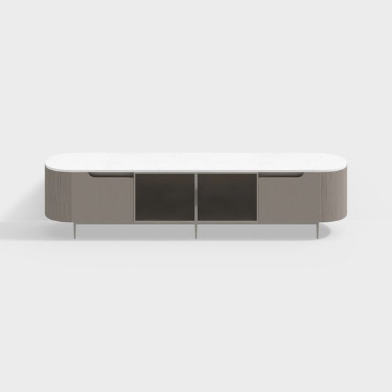 Elegant Curve TV Stand 3D model