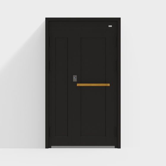 Entry Security Door 3D Model in Black for Safety