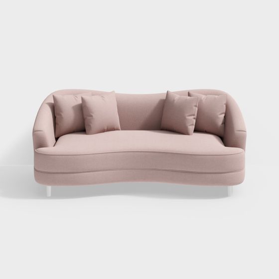 Unique Curved Pink Sofa 3D model