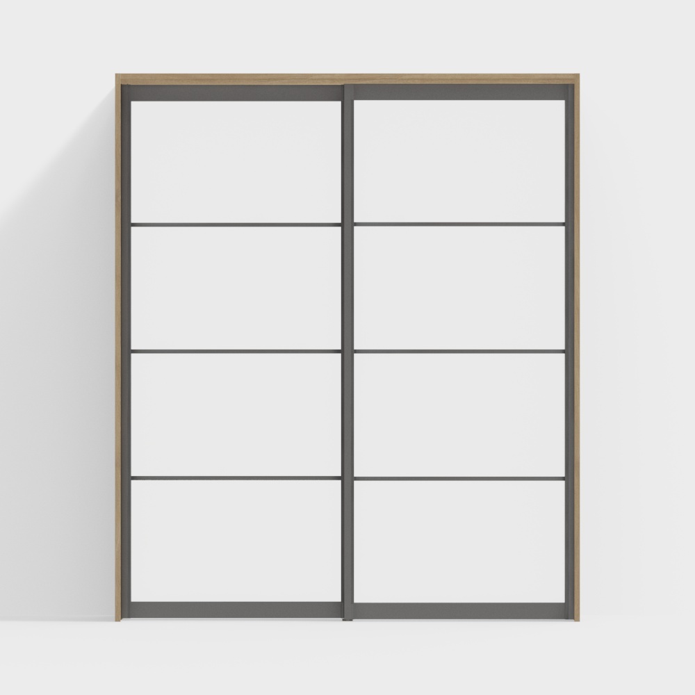 Porte intérieure en bois-DZB cloison porte coulissante-2350-AC couleur cerisier claire cadre de porte + couleur de feuille grise