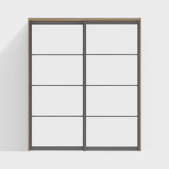 Porte intérieure en bois-DZB cloison porte coulissante-2350-AC couleur cerisier claire cadre de porte + couleur de feuille grise