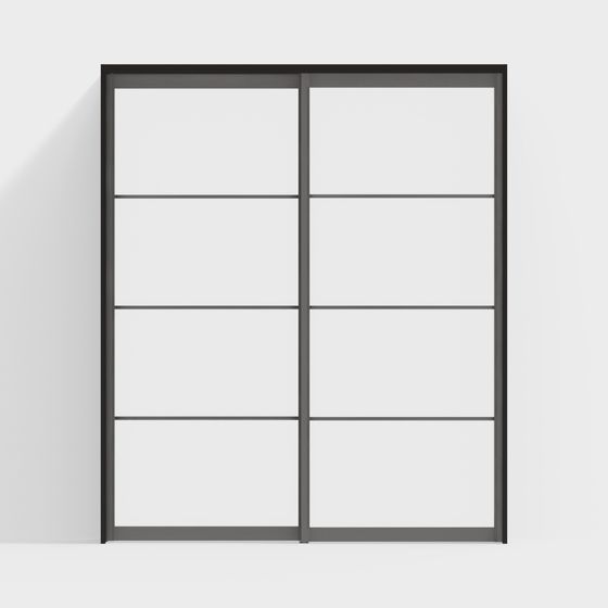 Glass Sliding Door 3D model with Minimalist Design